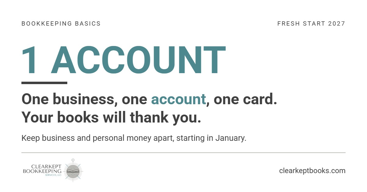 One business, one account, one card. Your books will thank you. Keep business and personal money apart, starting in January.